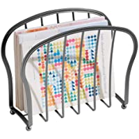 mDesign Revistero de Metal Decorativo para revistas- Libros o tabletas – Organizador de revistas de pie para la Sala de…